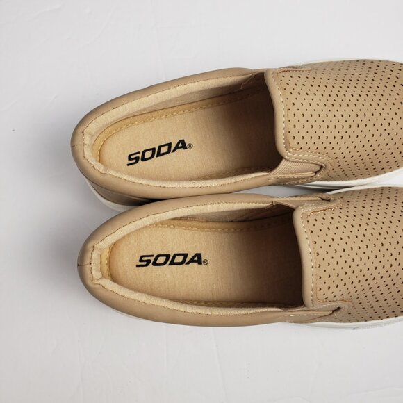 Soda Sz 7 Tan Slip On Vented Comfort Walking Womens Shoes Leisure - Picture 6 of 11